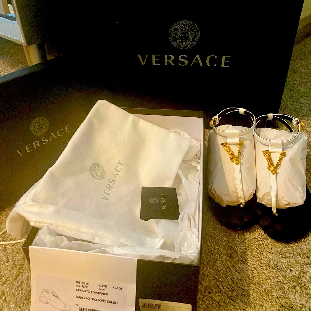 Versace white sandals
